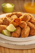Receita de Croquete de Cenoura com Molho de Qualy Vegê com Limão.