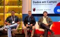 Esteban Huerta, da BlueShift, Rafael Santos e Téo Benjamin, do Flamengo, durante o Google Cloud Summit Brasil 2026