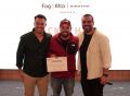Carlos Keiichi, Founder e CEO Fogo Alto, o vencedor Renan Toledo com  a plataforma TreinAI e  Gabriel Pinheiro, l&iacute;der executivo da Abrasel SP